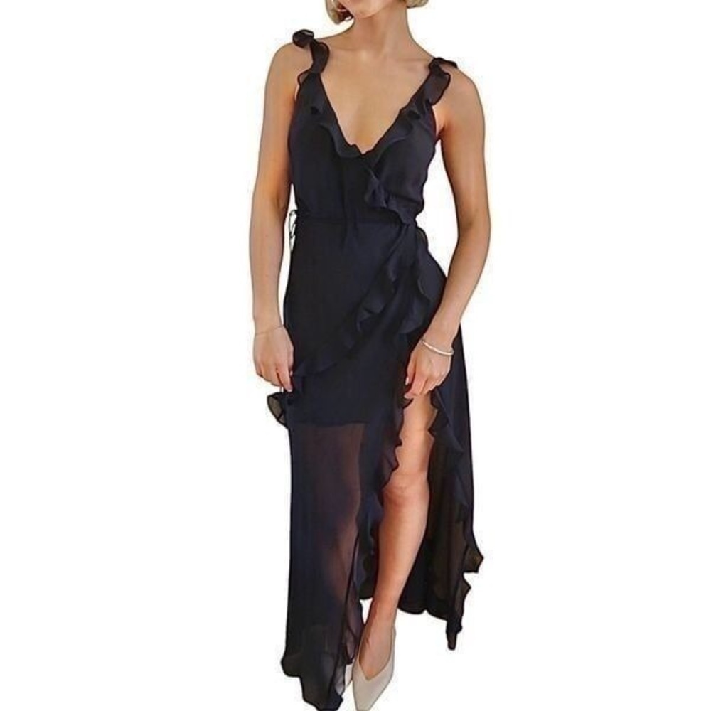 NWT Black Rumored Just Like Heaven Wrap Swim Cover-up Maxi Dress Size M